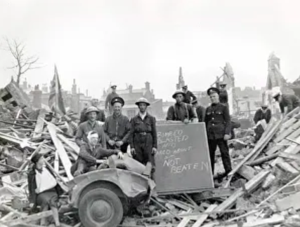 People in ruins